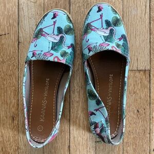 Cute flats in fun flamingo textile - size 41 - open to offers!